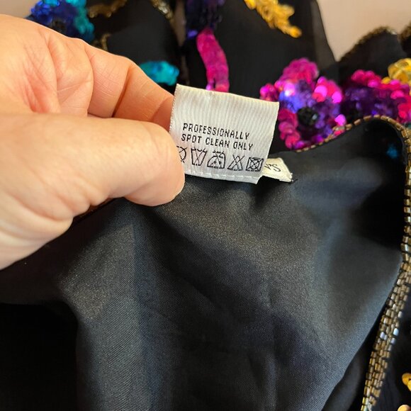 Vintage Drapers & Damons Size XL Silk Jacket Sequins Beading Fancy - Picture 15 of 15